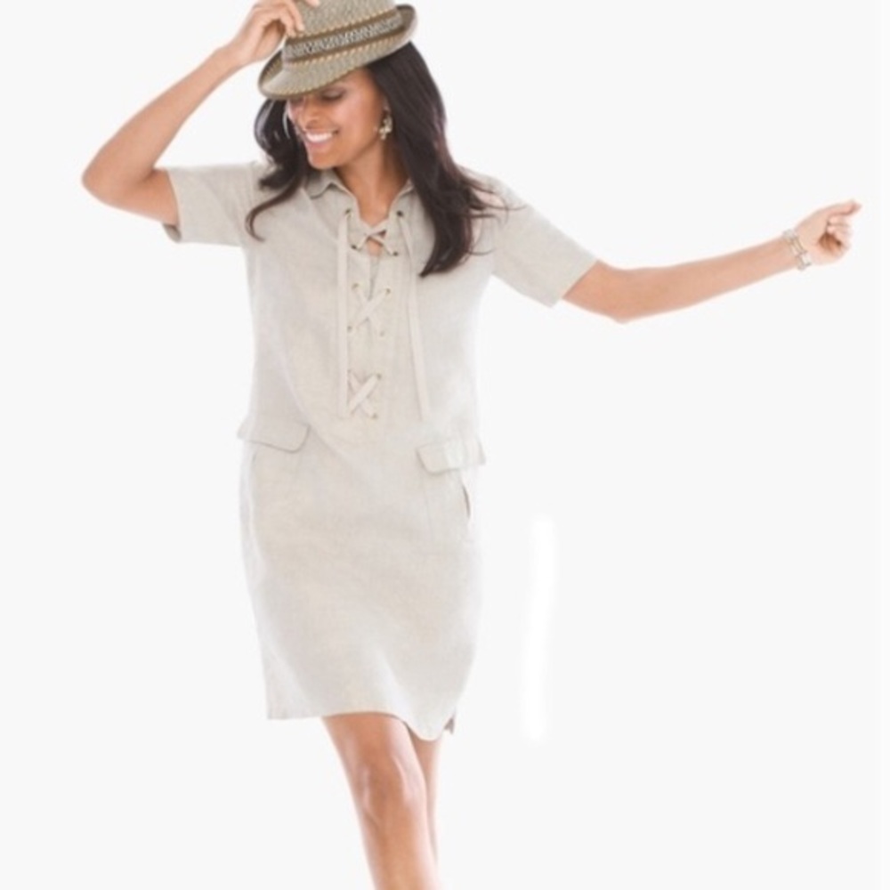New Chico’s foiled linen dress - size 3 Petite